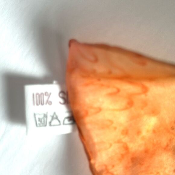 Silk Square Scarf by Lotus Watercolor Tie Dye 35" Blue Orange Green Hand Rolled - Picture 11 of 11